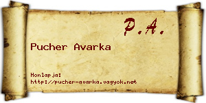 Pucher Avarka névjegykártya